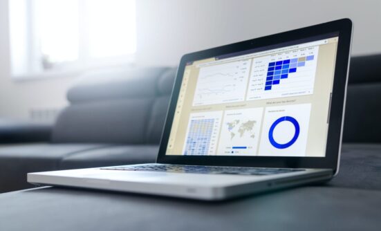 Laptop with datasets on screen