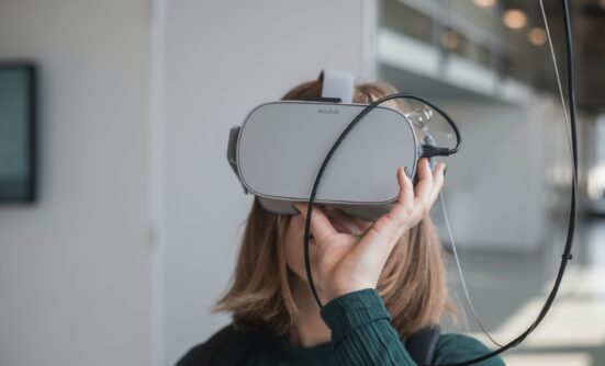 A woman using a VR headset